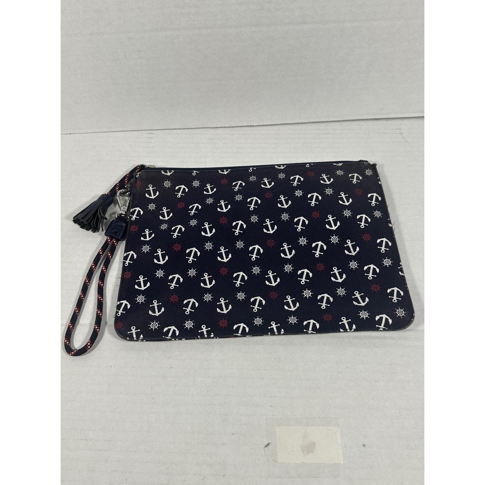 Tommy Hilfiger Navy Blue Anchor Print‎ Wristlet Pouch Purse Bag